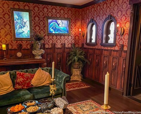 PHOTOS: The Closest You'll EVER Get to Staying the Night INSIDE Disney's Haunted Mansion | the disney food blog Mansion Office, Mansion Bathroom, Haunted Mansion Decor, Mansion Party, Mansion Decor, Mansion Rooms, Haunted Mansion Wallpaper, Haunted Mansion Disneyland, Haunted Mansion Halloween