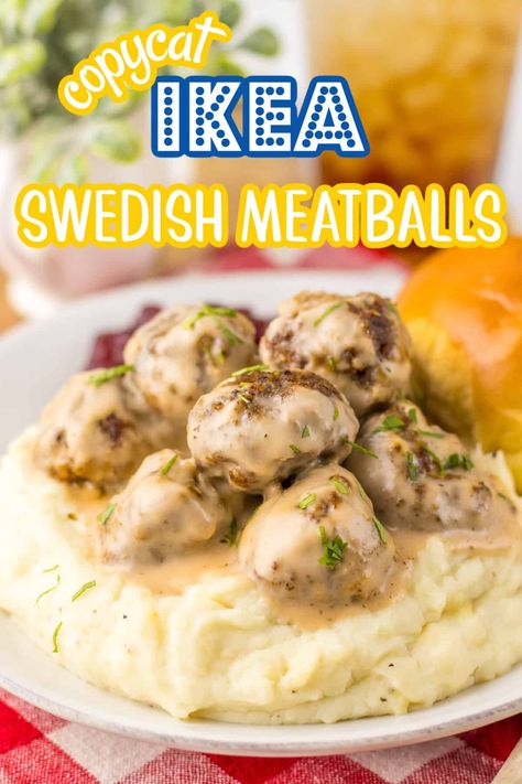 Copycat Ikea Swedish Meatballs - Life With The Crust Cut Off Homemade Swedish Meatball Sauce, Swedish Meatballs Ikea Copycat, Copycat Ikea Swedish Meatball Recipe, Ikea Swedish Meatball Sauce, Swedish Meatball Sauce Recipe Easy, Sauce For Swedish Meatballs, Swedish Meatballs With Frozen Meatballs, Ikea Meatballs Recipe, Swedish Meatballs Sauce