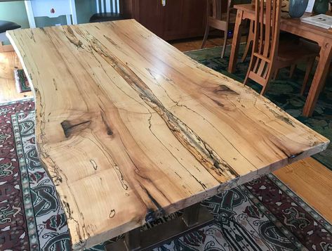 Craftsman Style Furniture, Maple Table, Live Edge Wood Table, Maple Dining Table, Fusion Design, Live Edge Dining Table, Dining Room Tables, Spalted Maple, Cabinetry Design