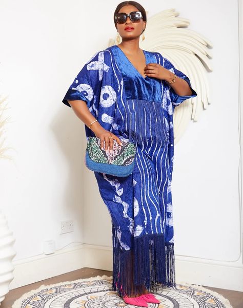 Silk Kampala Styles, Adire Kaftan Styles, Adire Dresses, Africa Traditional, Fringe Styles, Lounge Dresses, Boubou Styles For Women, African Kaftan, Kaftan Styles