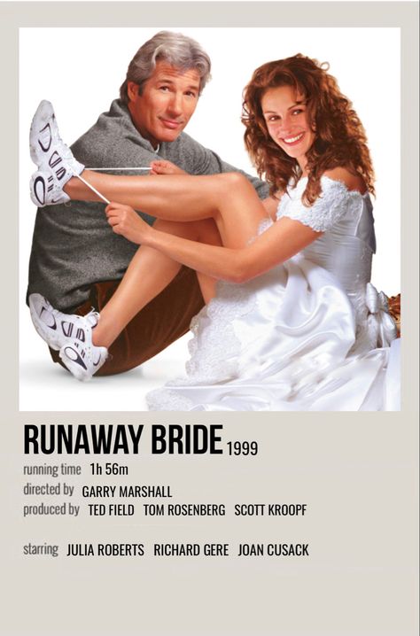 minimal polaroid movie poster for runaway bride Runaway Bride Poster, Runaway Bride Julia Roberts, Pretty Woman Movie Poster, Runaway Bride Movie, The Runaway Bride, Julia Roberts Movies, Romance Movie Poster, Romcom Movies, Movie To Watch List