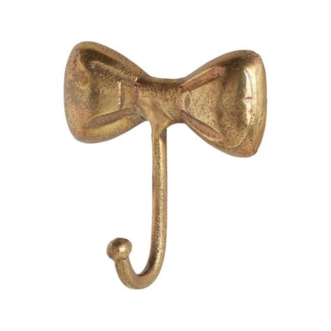 Little Bow Wall Hook + Reviews | Crate and Barrel Bow Wall, Bow Tie, Barrel, Brass, Wall, Gold, Furniture, White