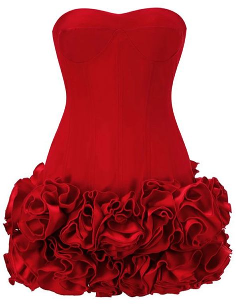 Strapless Corset Floral Ruffle Dress Red DESIGN: Color: Red Strapless design Sleeveless Bustier detail Corset design Ruffle detail Exposed zipper at back Gentle Dry Clean Only Length: Mini MATERIAL: Polyester + Cotton Delicate sewing and hemming by durable needle lockstitch machine. YKK zipper (known as the most durable and reliable zippers manufactured today). To maintain the beauty of your garment, please follow the care instructions on the attached label. Colour may vary due to lighting on im Red Dresses For Sweet 16, Red Birthday Dresses For Black Women, Sleeveless Corset Dress, Red Ruffle Dress Short, Red Sparkly Mini Dress, Red Dresses Christmas, Red Fancy Dress Short, Custom Corset Top, Custom Corset Birthday