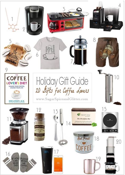 A gift guide for grown-ups, this collection is dedicated to coffee gift ideas perfect for the coffee lovers in your life. Coffee Christmas Gifts, Affordable Christmas Gifts, Souvenir Jewelry, Coffee Christmas, Coffee Lovers Gift, Gift Guide For Him, Gifts For Coffee Lovers, 20 Gifts, Christmas Gifts For Men