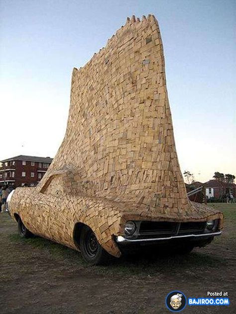 Most Funny and Weird Cars in The World (10 Photos) Funny Looking Cars, Mustang Cabriolet, Strange Cars, Wooden Car, Weird Cars, Top Cars, Sculpture Installation, Jet Ski, Future Car