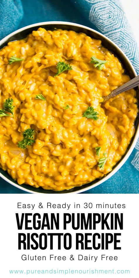 Dairy Free Risotto, Pumpkin Risotto Recipes, Gluten Free Fall Recipes, Vegan Risotto, Plat Vegan, Pumpkin Risotto, Dairy Free Pumpkin, Vegan Pumpkin Recipes, Fall Vegan Recipes