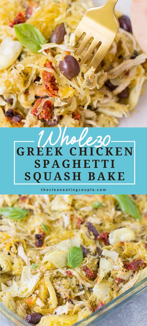 Healthy Dinner Dairy Free, Chicken Spaghetti Squash Bake, Dinner Dairy Free, Keto Spaghetti Squash, Keto Greek, Spaghetti Squash Bake, Keto Spaghetti, Spaghetti Squash Recipes Healthy, Squash Bake