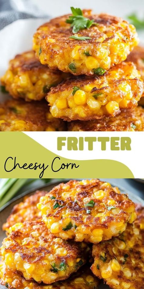 Cheesy Corn Fritters, Corn Fritters Recipe, Cheesy Corn Dip, Corn Fritter Recipes, Cheesy Corn, Corn Dishes, Fritters Recipe, Fried Corn, Corn Dip