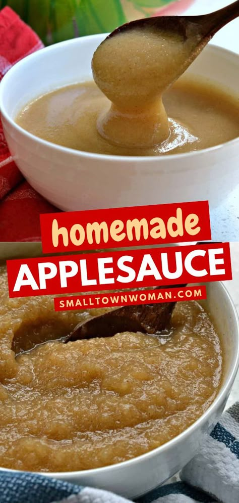 Always a must-have fall food! Whether prepared on the stove-top or crock-pot, this Homemade Applesauce is incredibly easy and delicious. 4 ingredients are all you need! Enjoy this apple recipe all season long! Easy Apple Sauce, Homemade Apple Sauce, Homemade Applesauce Recipes, Crockpot Applesauce, Apple Recipe, Apple Sauce Recipes, Easy Autumn Recipes, Homemade Applesauce, Apple Sauce