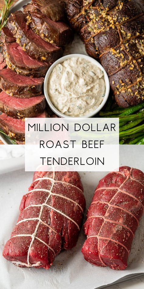 SO GOOD - Make an impression with this Garlic Roast Beef Tenderloin Recipe. Super easy to prepare, yet tastes like a million bucks! Million Dollar Roast, Garlic Roast Beef, Roast Beef Tenderloin, Beef Tenderloin Roast Recipes, Beef Tenderloin Recipe, Garlic Roast, Beef Tenderloin Recipes, Beef Tenderloin Roast, Rib Roast Recipe