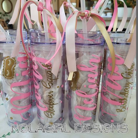 Slumber Party Tumbler, Birthday Party, Sleepover gift, Party Favor, spa party, Birthday party favors, B-Day Party Favor, Personalized Favor