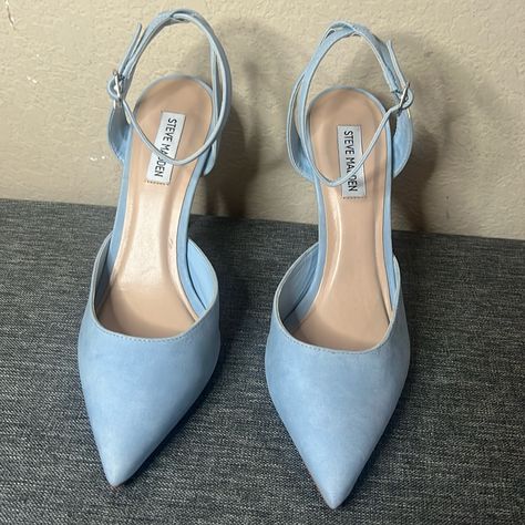 Brand New, Velvet, Ankle Strap, Beautiful Dusty Blue Heels Wedding, Light Blue Heels Wedding, Periwinkle Heels, Blue Wedding Heels, Something Blue Shoes, Grad Fits, Blue Heels Wedding, Light Blue Heels, Shoes Light Blue