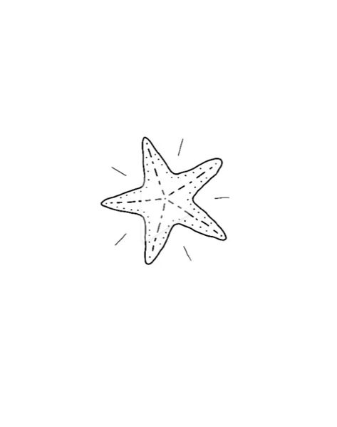 Starfish Drawing Easy, Star Fish Drawing Easy, Starfish Line Art, Sea Star Tattoo Small, Aquamarine Starfish Tattoo, Cute Starfish Drawing, Fine Line Starfish Tattoo, Star Fish Tattoo Design, Small Coastal Tattoos