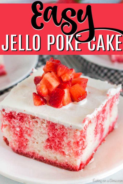 Jello Poke Cake Recipe, Jello Cake Recipes, Jello Poke Cake, Poke Cake Jello, Strawberry Poke Cakes, Lemon And Coconut Cake, Poke Cake Recipe, Jello Cake, Poke Cake Recipes