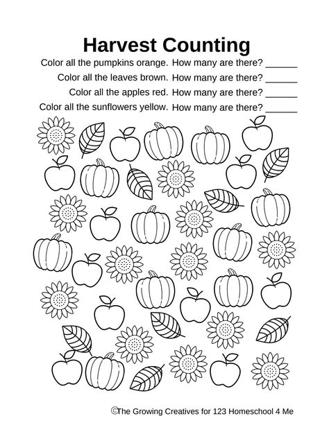 Fall Harvest Preschool Counting Activity (1).pdf - Google Drive Fall Harvest Math Activities, Fall Harvest Lesson Plan Preschool, Pre K Harvest Activities, Harvest Kindergarten Activities, Prek October Activities, Harvest Curriculum Preschool, Harvest Prek Activities, Harvest For Preschool, Harvesting Activities For Preschoolers