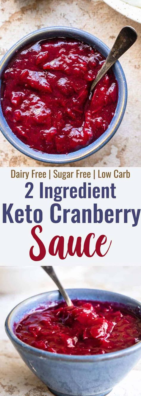 This Low Carb Sugar Free Keto Cranberry Sauce is only 3 ingredients and is SO easy to make! It's naturally gluten free and healthy! | Food Faith Fitness | Keto Cranberry Recipes, Keto Cranberry Sauce, Sugar Free Cranberry Sauce, Fresh Cranberry Recipes, Keto Cranberry, Best Cranberry Sauce, Keto Holiday Recipes, Gluten Free Stuffing, Healthy Thanksgiving Recipes