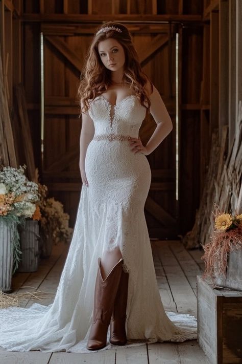 65+ Cowboy Boots Outfits for Western Weddings – From Classic to Modern Western Vibes - From The Guest Room Cowboy Wedding Dress Country Style, Cowgirl Wedding Dress With Boots, Bridesmaid Dresses With Cowboy Boots, Wedding Dress With Boots, Cowboy Wedding Dress, Cowgirl Wedding Dress, Wedding Dress Country, Western Weddings, Cowgirl Wedding