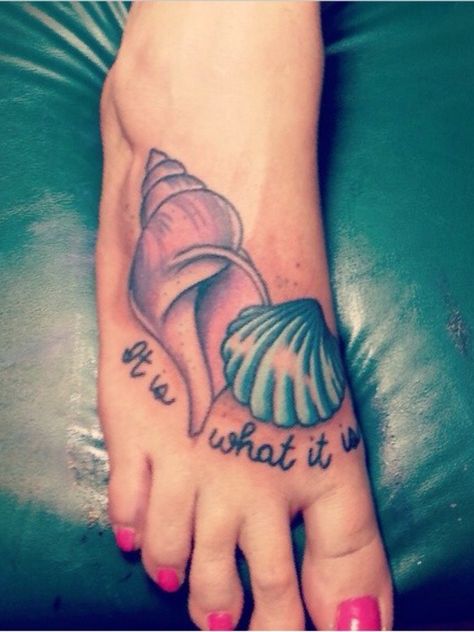 Tropical Tattoos, Seashell Tattoo, Tropical Tattoo, Meaning Tattoos, Seashell Tattoos, Awareness Tattoo, Tattoo Red, Remembrance Tattoos, Music Tattoo Designs