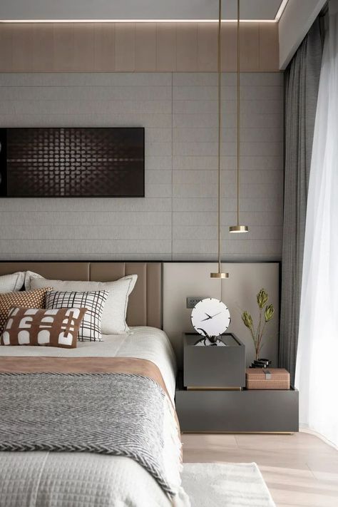 bedroom inspirations Bad Room Design, Bed Headboard Design, Stylish Bedroom Design, Luxe Bedroom, Bedroom Interior Design Luxury, Wall Panels Bedroom, Bedroom Wall Designs, Hotel Room Design, Ceiling Design Bedroom