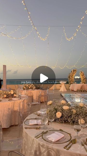 Wedding Content Creator | NY, NJ & Beyond on Instagram: "The most gorgeous Cancún reception🌅
•
Bride & Groom: @ashyperry @ashleyglazerhair & @billyperry631 
Content Creator: @sobridalsocial 
Photographer: @julietarabadanph 
Travel Agent: @vibethrivetravel @taylorpaffett20 
Venue: hyattzivacancun 
Hair: @ashleyglazerhair 
Makeup: @christyanncosmetics @christiemua_ 
Dress: @berta.nyc @bertabridal 
Suit: @esquiretuxedos 
•
#weddingcontentcreator #mexicowedding #destinationwedding #cancunwedding #mexicodestinationphotographer #mexicobride #bridalinspo #weddinginspo" Planet Hollywood Cancun Wedding, Dreams Sapphire Resort Wedding, Beach Wedding Mood Board, Beach Palace Cancun, Beach Reception, Destination Wedding Themes, Cancun Destination Wedding, Wedding Content, Wedding Mexico