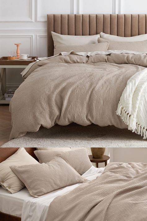 Oversize King Duvet Cover, Khaki Duvet Cover, Khaki Comforter Bedroom, Tan Bedspread Ideas, Beige Duvet Cover Bedroom, Tan Duvet Cover Bedroom, Beige Comforter Bedroom Ideas, Queen Bedding Ideas, Oatmeal Bedding