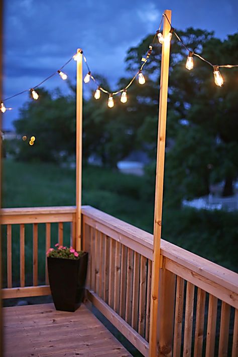 String Lights Outdoor - Ready for more awesome inspirations? - Click to visit for more. Do It IMMEDIATELY!! Porch String Lights, Deck String Lights, Patio Lighting Diy, Hanging Patio Lights, Outdoor Deck Decorating, Outdoor Deck Lighting, Outdoor String Lights Patio, Diy String Lights, Patio Lights