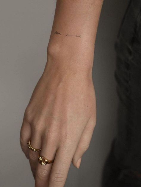 With You Tattoo, Upper Wrist Tattoos For Women, Sadie Robertson Tattoo, Upper Wrist Tattoo, Top Of Wrist Tattoos, Four Tattoo, Writer Tattoo, Tato Minimal, Tato Jari