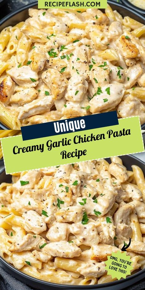 Want a quick and healthy dinner that doesn't sacrifice taste? This Creamy Garlic Chicken Pasta Recipe is packed with protein and flavor, making it a great addition to your healthy dinner rotation. Be sure to save this recipe for easy weeknight dinners that the whole family will love! Creamy Garlic Chicken Pasta, Protein Pasta Recipes, Creamy Chicken And Noodles, Best Thanksgiving Turkey Recipe, Garlic Chicken Pasta, Creamy Garlic Pasta, Dinner Rotation, Creamy Garlic Chicken, Protein Pasta