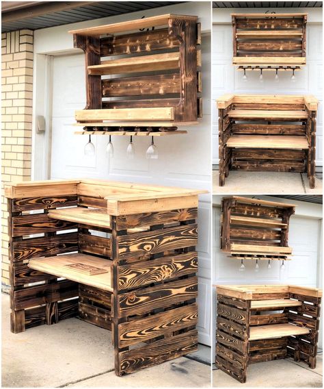 (4) Facebook Pallet Wood Kitchen Cabinets Easy Diy, Pallet Stands Display, Easy Diy Pallet Shelves, Bar Pallet Ideas, Small Pallet Projects Diy, Kitchen Pallet Ideas, Bar Diy Ideas, Garage Bars, Pallet Wine Rack Diy