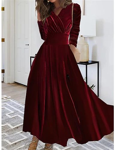 Long sleeve velvet gown