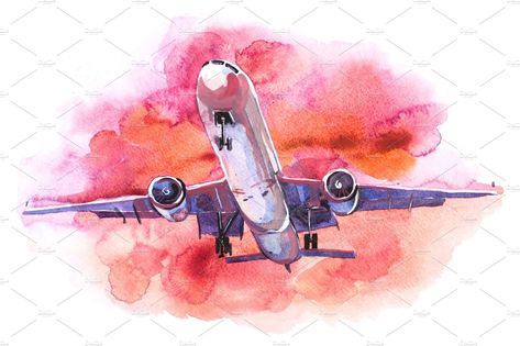 Passenger airplane flying in the sky sunset light. #Ad , #sponsored, #flying#airplane#Passenger#light Airplane Outline, Travel Symbols, City Scenery, Airplane Painting, Flying In The Sky, Flying Tattoo, Airplane Drawing, Airplane Flying, Sunset Light