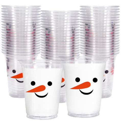 PRICES MAY VARY. You Will Get - The package includes 50 pieces disposable cups, all are in the theme of Christmas, sufficient quantity can meet your daily replacement or holiday needs. Christmas Theme - Our party cups are clear, and printed with classic Christmas theme element of a cute snowman, can well enhance the cheerful party atmosphere. Large Capacity - Each party cup’s capacity is about 12oz, enough to hold many kinds of drinks, like coffee, tea, milk, water or juice. Good Quality - Our d Snowman Party, Plastic Party Cups, Holiday Party Themes, Drinks Party, Plastic Glasses, Tea Milk, Disposable Cups, Polyethylene Terephthalate, Holiday Drinks