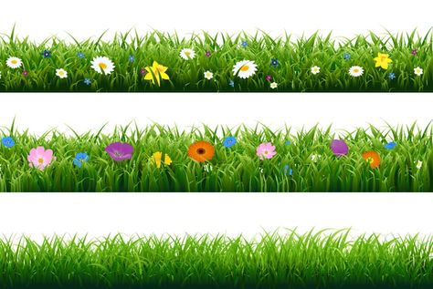 Grass border with flower with gradient m... | Premium Vector #Freepik #vector #background Mesh Illustration, Vector Grass, Grass Border, Dreamy Flowers, Rose Nails, Flower Border, Design Image, Watercolor Brushes, Border Design