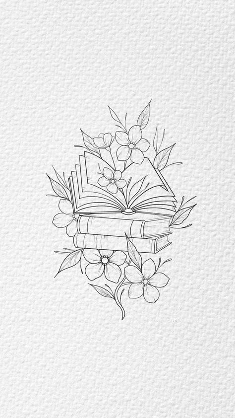 Sunflower And Books Tattoo, Elegant Book Tattoos, Book Mark Tattoo, Small Front Thigh Tattoos, Book Tattoo Acotar, Acotar Clipart, Dragonfly Hip Tattoo, Bookish Tattoos Book Lovers, Book Worm Tattoo