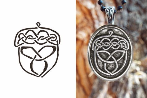 #TBT Then and now: The Acorn, from my original concept sketch to an awesome pendant! Acorn Tattoo Design, Acorn Symbolism, Acorn Drawing, Titanium Wallet, Acorn Tattoo, Medieval Attire, Acorn Art, Witchy Tattoos, Doodle Diary