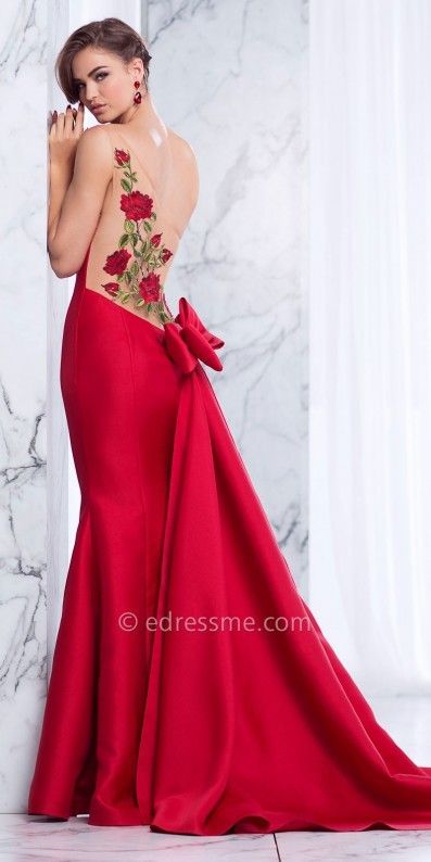 Rose Products, Tarik Ediz Dresses, Robes Glamour, Embroidered Bow, Gown Pink, Tarik Ediz, Prom Girl, Bow Back, Beautiful Gowns