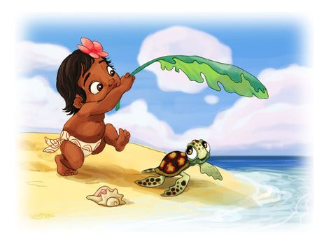 Moana and her Turtle by AriellaMay on DeviantArt Disney Moana Art, Festa Moana Baby, Moana Bebe, Baby Moana, Autumn Tattoo, Girl Cartoon Characters, Cartoon Fish, Turtle Tattoo, Disney Moana