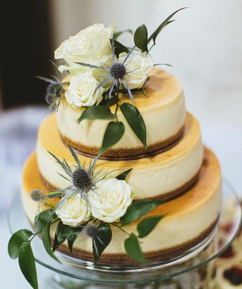 Diy Wedding Cheesecake, 3 Tier Cheesecake Wedding Cake, Wedding Cheesecake Ideas Beautiful, 2 Tier Cheesecake Wedding Cake, Cheesecake Tower Wedding, Simple Wedding Cheesecake, Decorated Cheesecake Wedding, 2 Tier Cheesecake, Two Tier Cheesecake