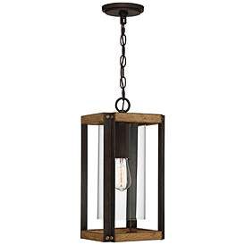 Marion Square 17"H Black and Walnut Outdoor Hanging Light Square Pendant Lighting, Outdoor Hanging Lanterns, Outdoor Pendant Lights, Quoizel Lighting, Outdoor Pendant Lighting, Outdoor Pendant, Outdoor Hanging Lights, Outdoor Lanterns, Hanging Lanterns