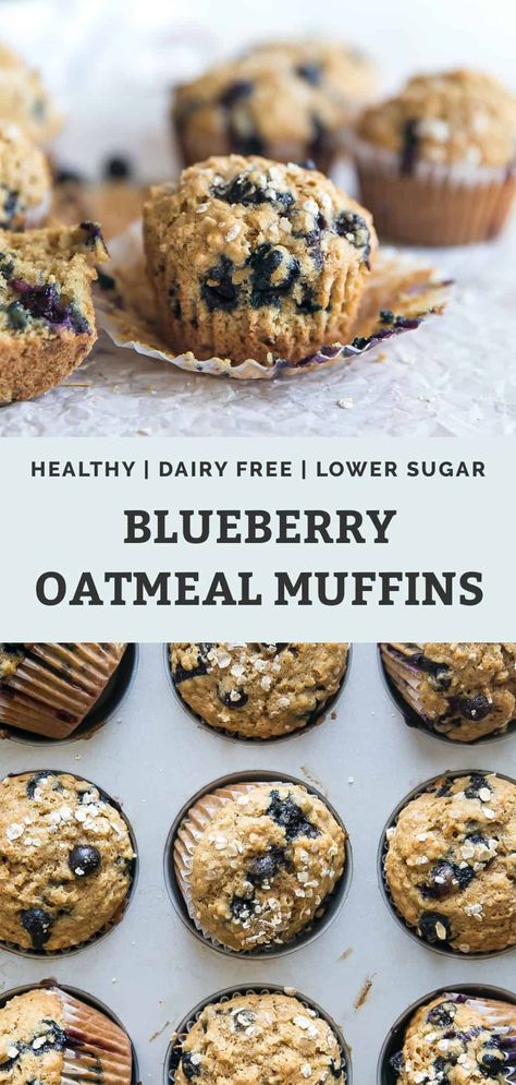 These Healthy Oatmeal Blueberry Muffins make for the best snack! An easy homemade muffin recipe, both kids and adults will love. Use fresh or make with frozen blueberries. Soft, moist, gluten free friendly and dairy free too. Oatmeal Blueberry Muffins Healthy, Homemade Muffins Recipe, Oatmeal Blueberry, Oatmeal Muffins Healthy, Blueberry Oatmeal Muffins, Healthy Blueberry Muffins, Blueberry Oatmeal, Healthy Blueberry, Homemade Muffins