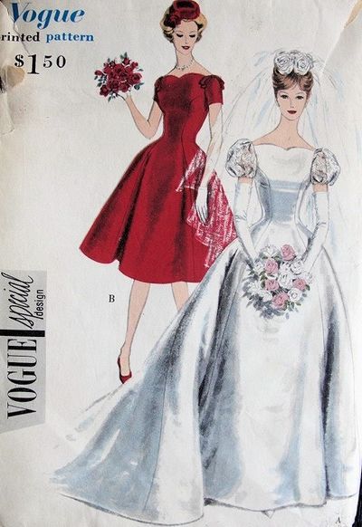 Vogue4068 1950s Evening Gown Pattern, Fashion Catalogue Design, Vintage Wedding Dress Pattern, Wedding Gown Patterns, Matching Bridesmaids Dresses, Wedding Dress Pattern, Romantic Princess, Vogue Dress Patterns, Matching Bridesmaids