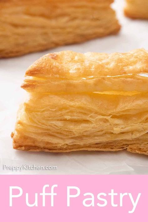 Best Puff Pastry Dough Recipes, Pastry Recipes Homemade, Buttermilk Pastry Dough, Homemade Pastry Puff, Puff Pastry French Dessert, Making Puff Pastry, Making Puff Pastry Dough, Quick Pastry Dough, 10 Minute Puff Pastry