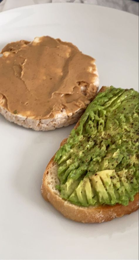 avocado toast & pb n rice cake Rice Cakes, Avocado Toast, Avocado, Toast, Rice, Cake