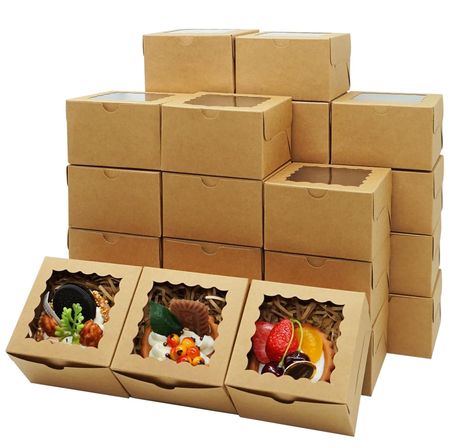 PRICES MAY VARY. Quantity: 100 pcs exquisite kraft cookie boxes with window Dimension: After installation the size of each box is 4 x 4 x 2.5 inch (length x width x height) Elegant Presentation: This bakery boxes with clear display window design allows people to see the good things in the box at a glance Easy to Assemble: These treat boxes is flat and pre folded for easy assembly Applicable Occasions: This dessert boxes suitable for any occasion like Christmas, Mother's Day, Wedding, Valentine's Display Window Design, Cookie Tables, Charcuterie Business, Charcuterie Lunch, Business Steps, Christmas Cookie Boxes, Meat And Cheese Tray, Wine Business, Strawberry Box