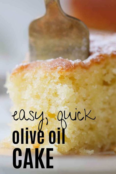 This Olive Oil Cake is moist and tender, perfectly flavored with olive oil and a hint of lemon. With easy-to-follow instructions, you can pull this cake together in under 30 minutes! It stays moist for a whole week at room temperature and the flavor improves overnight! This is my most requested recipe when I make it for parties, friends or birthdays. Seriously the best olive oil cake you'll ever try straight from a professional pastry chef. Moist Olive Oil Cake Recipe, Eggless Olive Oil Cake, Italian Lemon Olive Oil Cake Recipe, Apple Olive Oil Cake Recipe, Pistachio Olive Oil Cake Recipe, Lemon Oil Cake, Olive Oil Cake Recipe Simple, Lemon Olive Oil Cake Recipes, Greek Olive Oil Cake