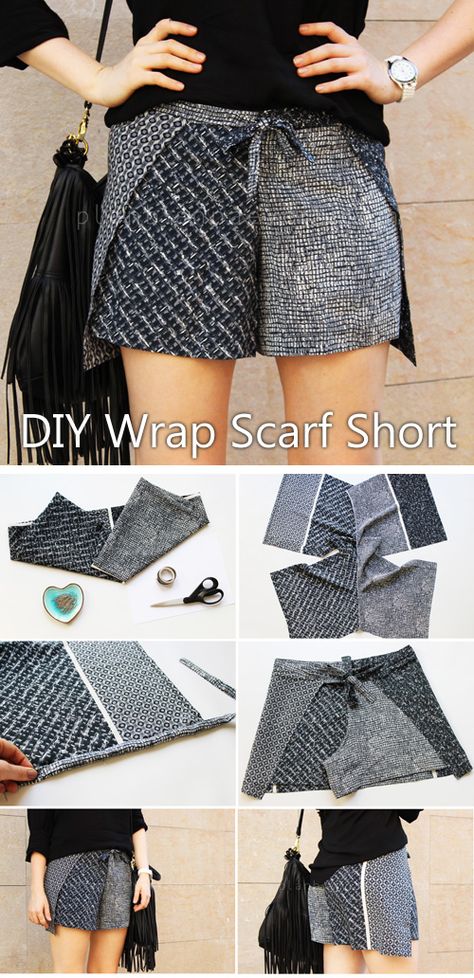 I call this type of shorts “Wrap shorts” because you wear them rolled around  your waist. This technique is very easy  and you can make them very fast. Diy Wrap Shorts Pattern, Wrap Around Shorts Pattern, Easy Sew Shorts, Wrap Around Pants Pattern Free, Shorts Diy Sew, Easy Shorts Pattern, Ladies Shorts Pattern Free, Crochet Wrap Shorts, Wrap Around Pants Pattern