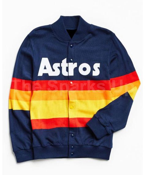 Astros Sweater, Astros Jacket, Rainbow Sweater, Kate Upton, Satin Jackets, Fleece Sweater, Houston Astros, Sports Jacket, Blue Jacket