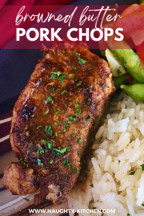 Pork chops brown butter Butter Pork Chops, Oven Roasted Red Potatoes, Keto Pork Chops, Slow Cooked Lamb, Lean Pork, Pork Dinner, Browned Butter, Baked Pork Chops, Gluten Free Recipes For Dinner