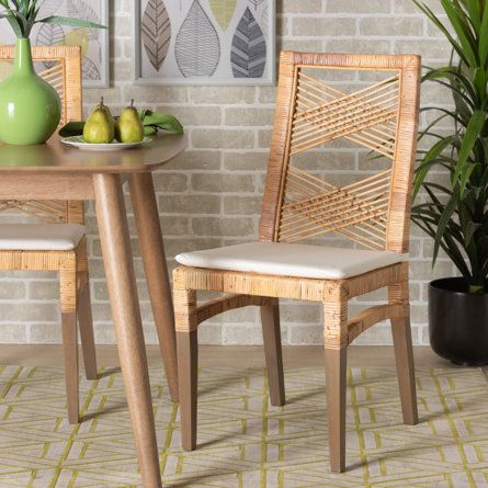 Rattan Dining, Rattan Dining Chairs, Dining Chair Cushions, Baxton Studio, Upholstered Side Chair, Chair Types, Plush Fabric, Dining Room Bar, Kitchen & Dining Chairs