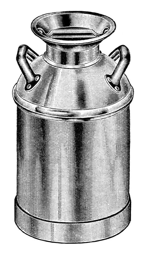 vintage milk can clip art, old fashioned milk container, antique catalogue ad, black and white clipart, gem pattern milk can image Black And White Clip Art, Catering Logo, Old Milk Cans, Vintage Milk Bottles, Owl Clip Art, Vintage Milk Can, Scrapbook Printing, Old Design, Engraving Illustration